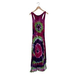 QED London Tie-Dye‎ Dress Size  Small Multicolour Pink High-Low Cut Maxi Tank